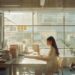 The photograph captures a serene view of a woman deeply absorbed in her work at an office desk. The room is bathed in the warm glow of the morning sun, filtering through large windows, creating an atmosphere of calm and productivity. The setting suggests a modern workplace where the focus and dedication of individuals contribute to their professional pursuits.