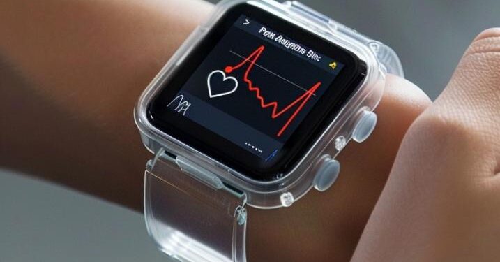 In the photo, a person is seen wearing a smartwatch with a clear protective case. The watch's screen shows a live heart rate monitor graph, indicating that the user is tracking their pulse in real time. It's a glimpse into the integration of technology in our daily lives, showcasing how wearable devices can help us keep an eye on our health metrics. This smart accessory serves not only as a piece of technology but also as a fashion statement and a fitness companion.