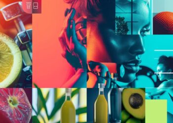 This collage represents a tapestry of modern life, integrating the dynamic aspects of daily routines and personal care. The central figure, a face that blends technology and humanity, suggests a harmony between our digital existence and natural self. Surrounding images of fresh fruit signify a focus on health and nutrition, while fitness scenes advocate for physical activity and wellness. Technological gadgets indicate the ever-present role of innovation in our lives. The various elements combine to depict a holistic approach to life, where health, technology, and wellbeing coalesce to form the picture of a contemporary individual who values balance and vibrancy in their daily endeavors.